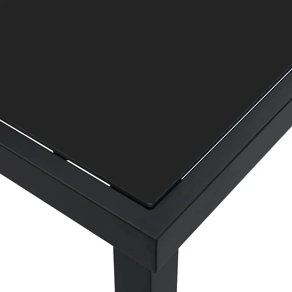 Garden Table Black 140 x 70 x 73 cm Metal Frame Tempered Glass Outdoor Patio