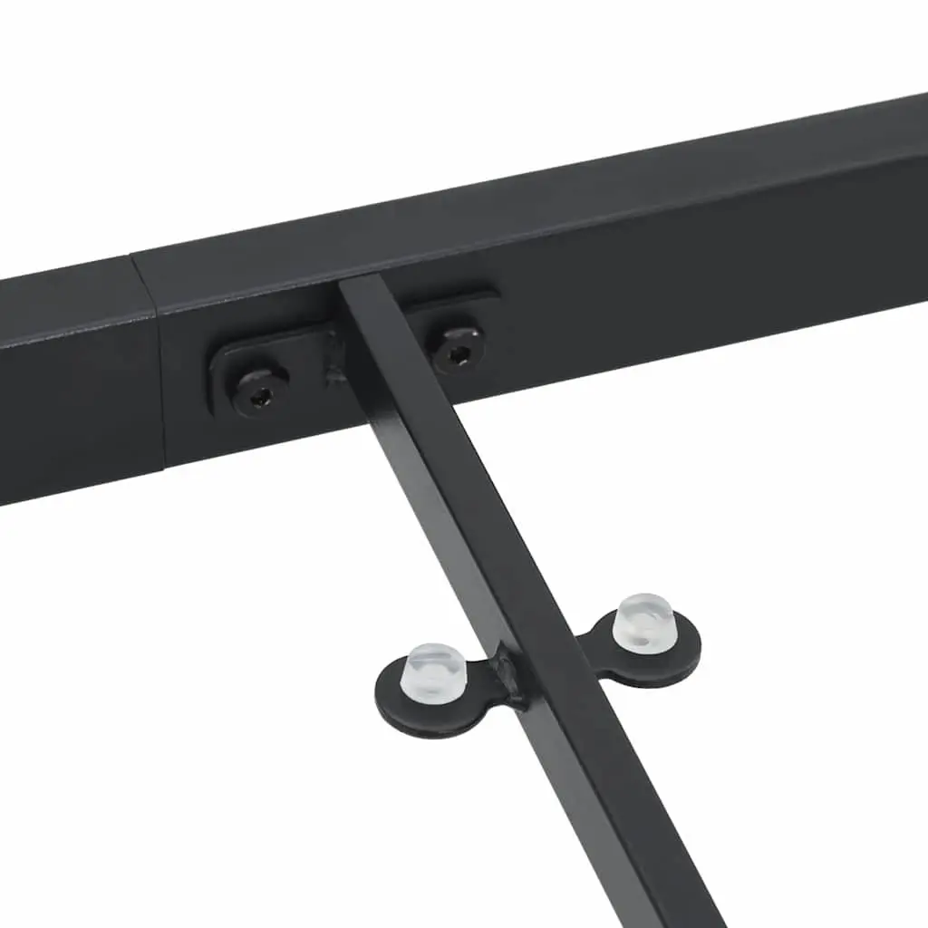 Garden Dining Table 160x80x73cm Black Metal Frame Tempered Glass Outdoor Patio