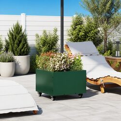 Compact Green Steel Umbrella Stand with Wheels