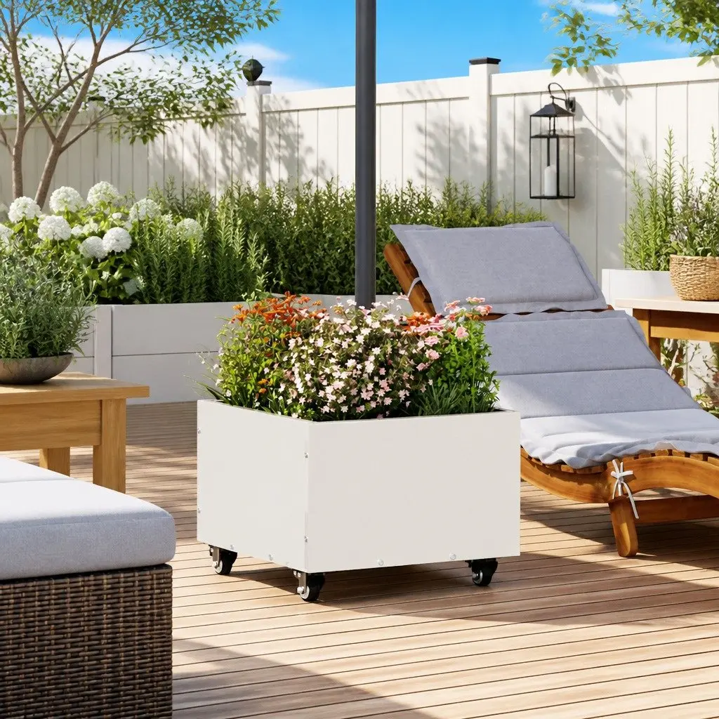 Parasol Base White 45 x 45 x 45 cm Steel Manual Adjustment Outdoor Umbrella Stand