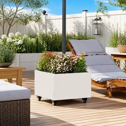 Your Perfect Parasol Base: White Steel, Easy to Move