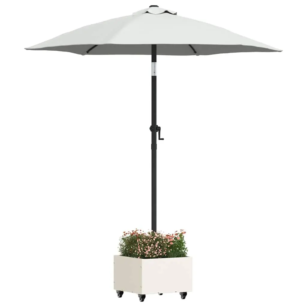 Parasol Base White 45 x 45 x 45 cm Steel Manual Adjustment Outdoor Umbrella Stand