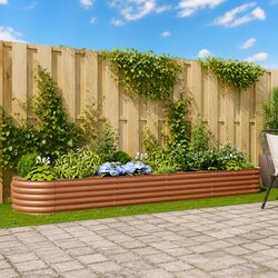 Raised Bed Garden Planter 400x80x44cm Steel Brown Outdoor Vegetable Herb Flower