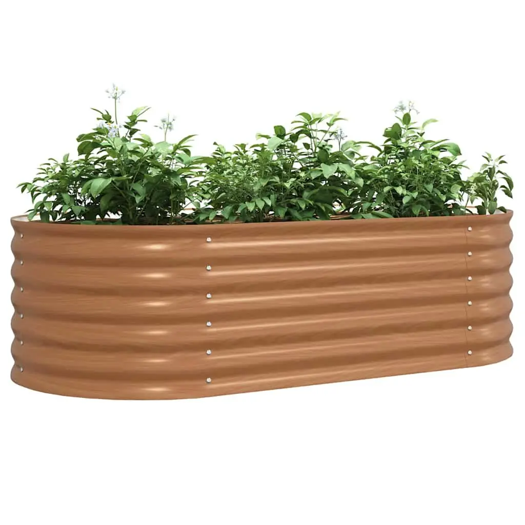 Raised Bed Garden Planter Brown 160x80x44cm Steel Frame Outdoor Vegetables Flowers