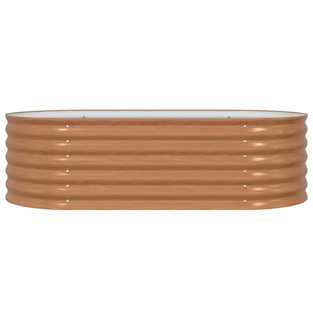 Raised Bed Garden Planter Brown 160x80x44cm Steel Frame Outdoor Vegetables Flowers