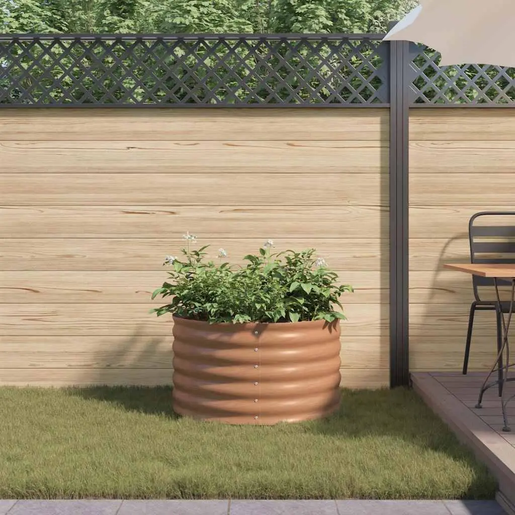 Raised Garden Bed Steel Frame Outdoor Planter 80x80x44cm Brown Modern Minimalist