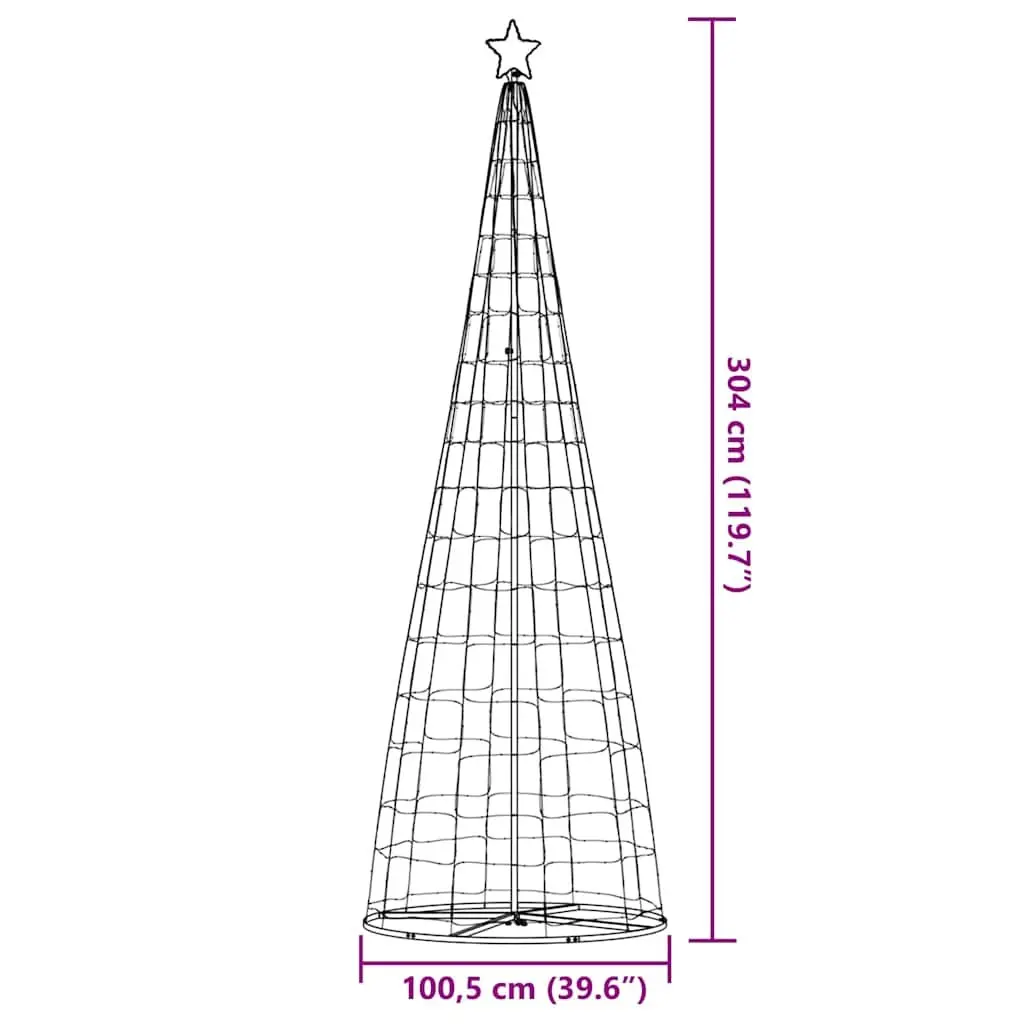 LED Christmas Tree Cool White 100.5 x 100.5 x 304 cm 8 Flash Modes Indoor Outdoor Holiday Decoration