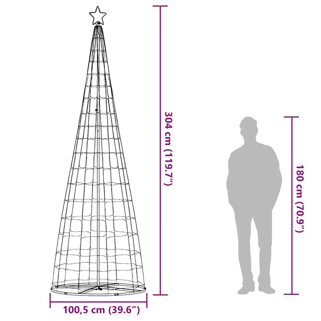 LED Christmas Tree Cool White 100.5 x 100.5 x 304 cm 8 Flash Modes Indoor Outdoor Holiday Decoration