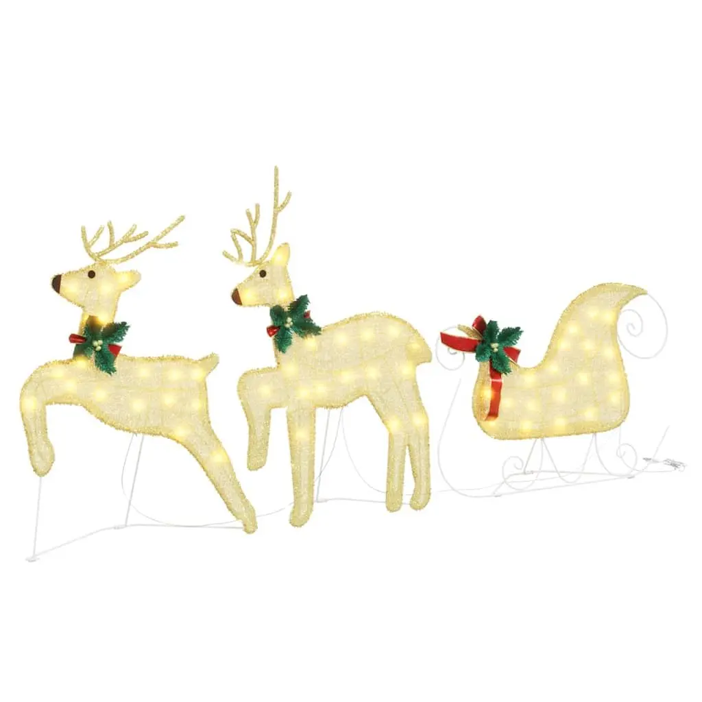 LED Reindeer Decorations Warm White Fabric 3 Piece USB Powered Holiday Ornaments