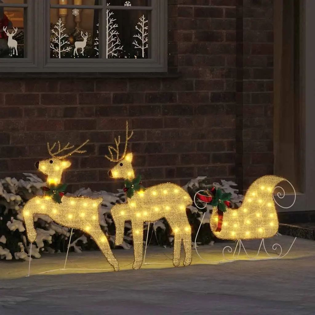 LED Reindeer Decorations Warm White Fabric 3 Piece USB Powered Holiday Ornaments