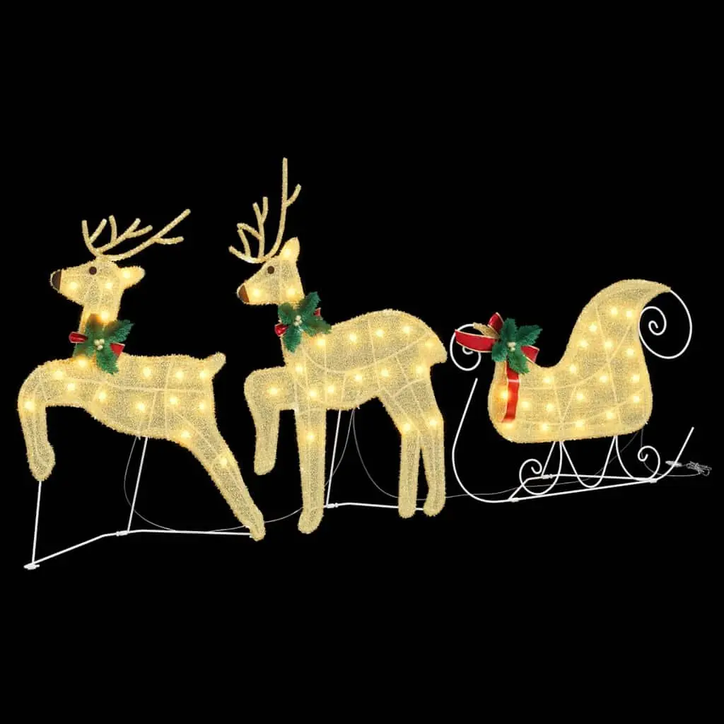 LED Reindeer Decorations Warm White Fabric 3 Piece USB Powered Holiday Ornaments