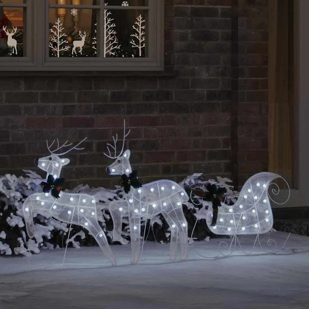LED Reindeer Decoration Cool White 3 Piece Fabric Art Deco Holiday