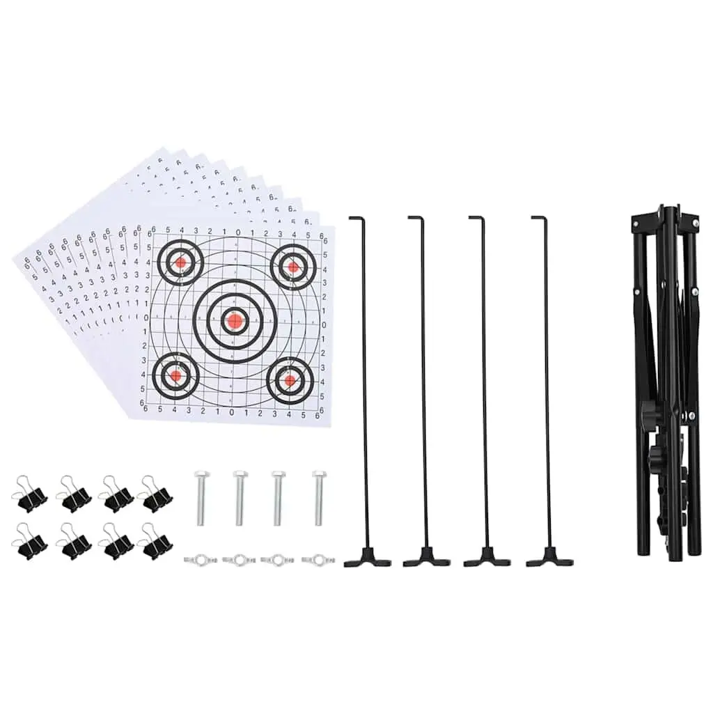 Target Stand Black Metal Foldable Height Adjustable for Outdoor Shooting Range
