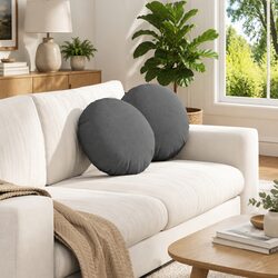 Round Dark Grey Seat Cushions - 40cm, Set of 2