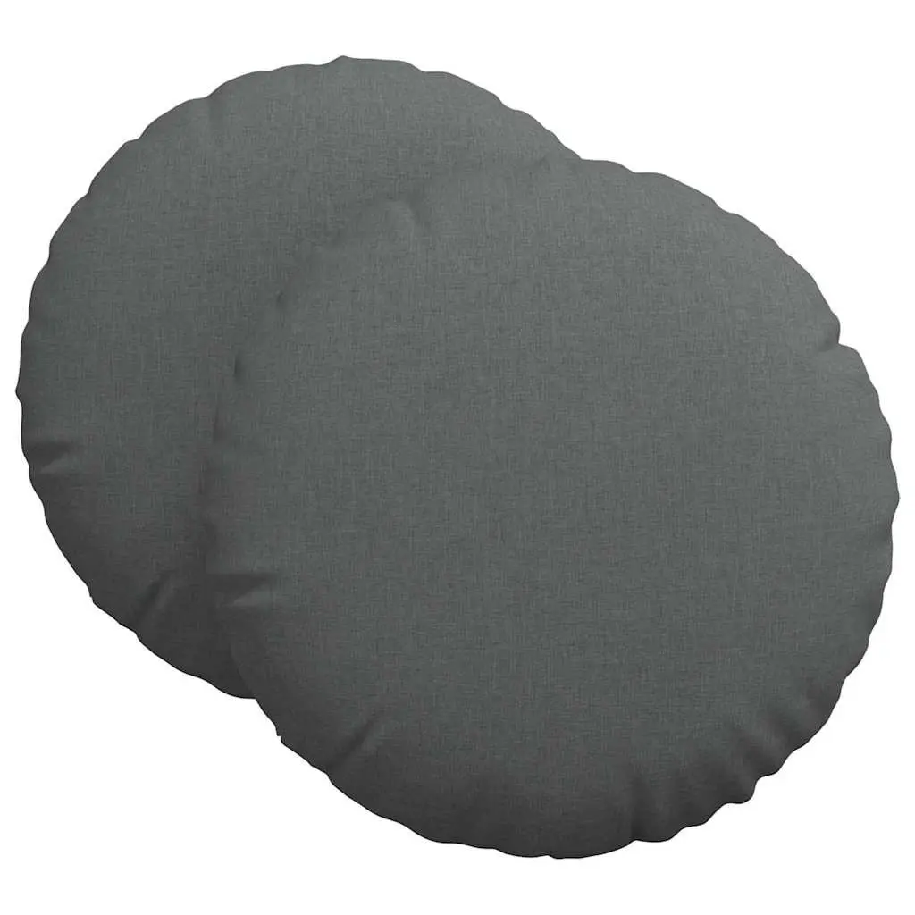 Round Seat Cushions Grey Ø60 x 21 cm Fabric Zipper Closure 2 Piece