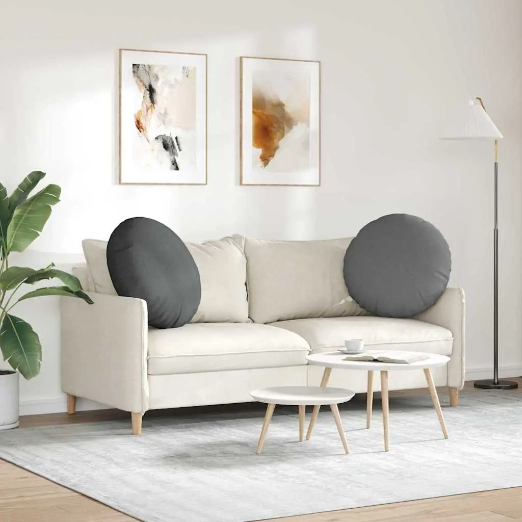 Round Seat Cushions Grey Ø60 x 21 cm Fabric Zipper Closure 2 Piece