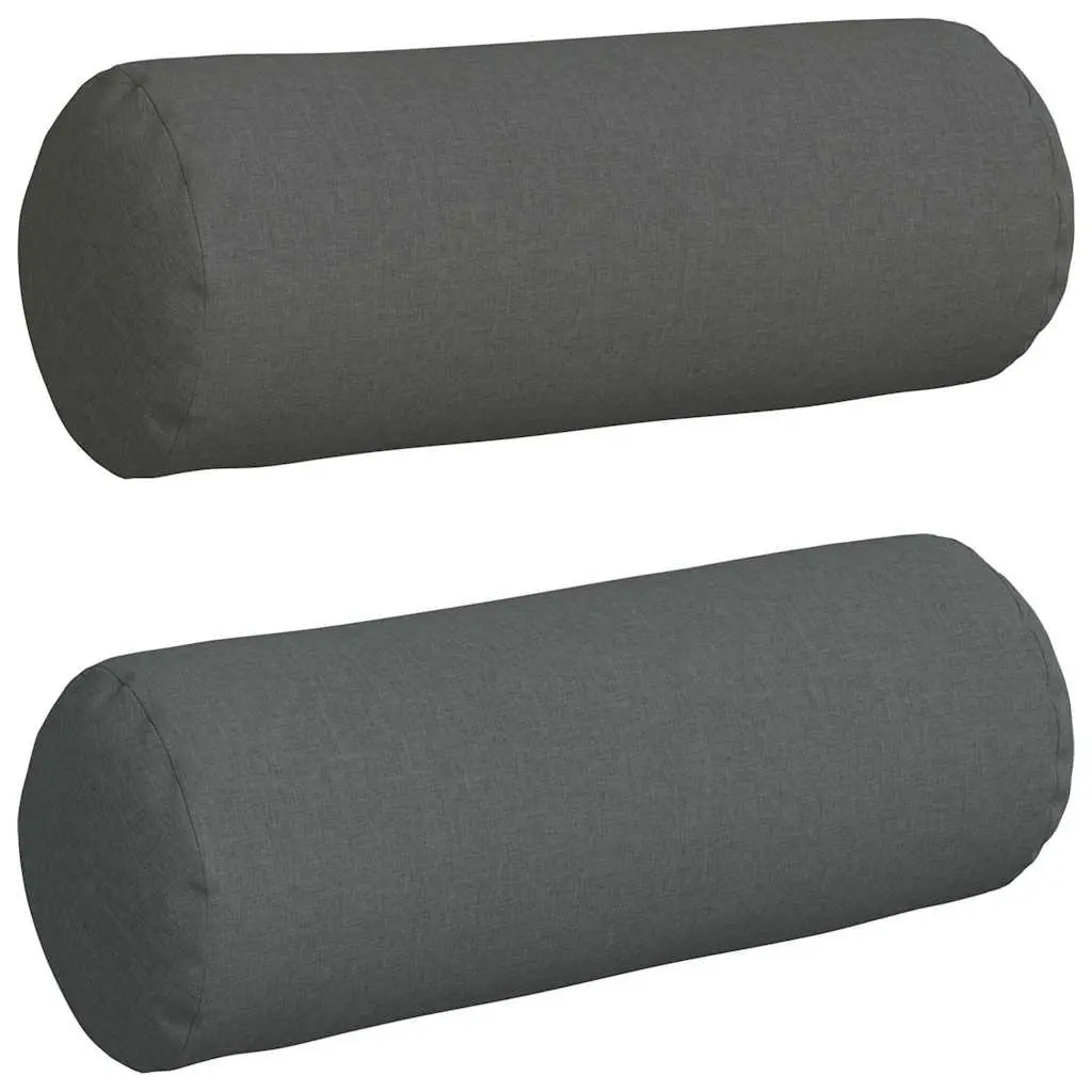 Bolster Pillows Grey 25 x 70 cm Cylindrical Cushions Removable Covers