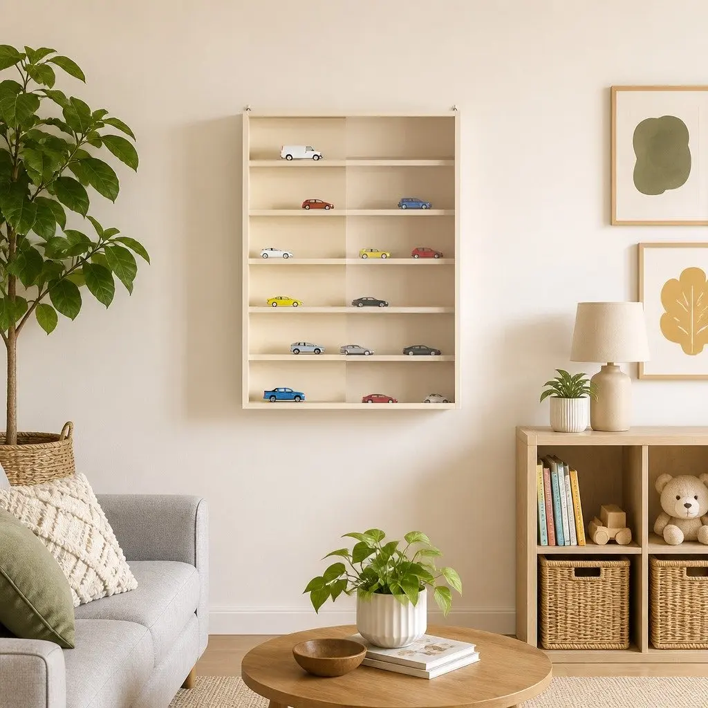Beige Wall Display Case for Easy Organizing