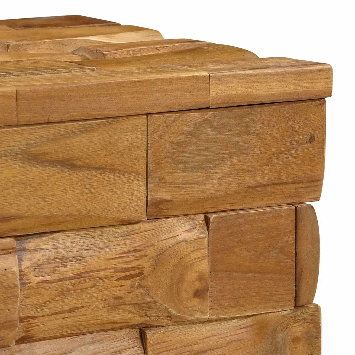 Storage Stool Brown Solid Teak Wood Rectangular Hidden Storage Compartment