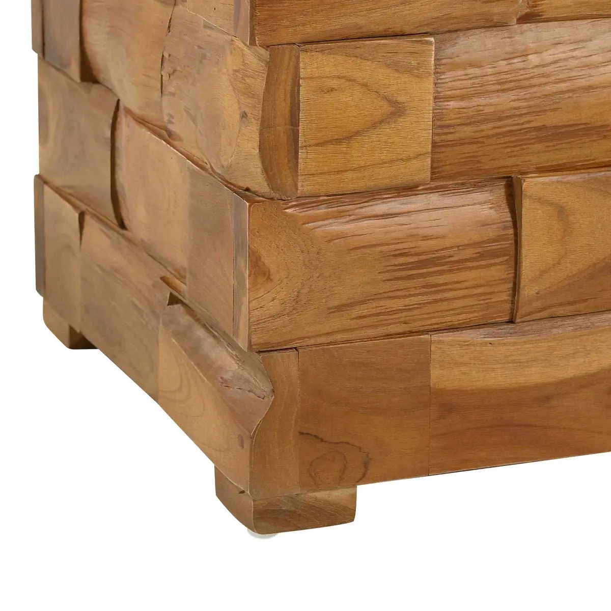 Storage Stool Brown Solid Teak Wood Rectangular Hidden Storage Compartment