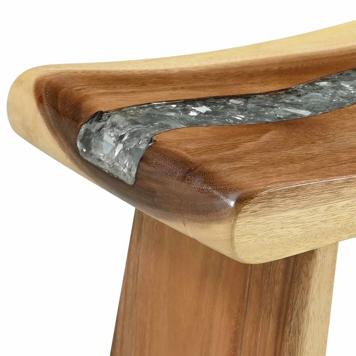 Shower Stool Brown Solid Wood 50 x 30 x 44 cm Handmade Surface Suitable for Indoor Use