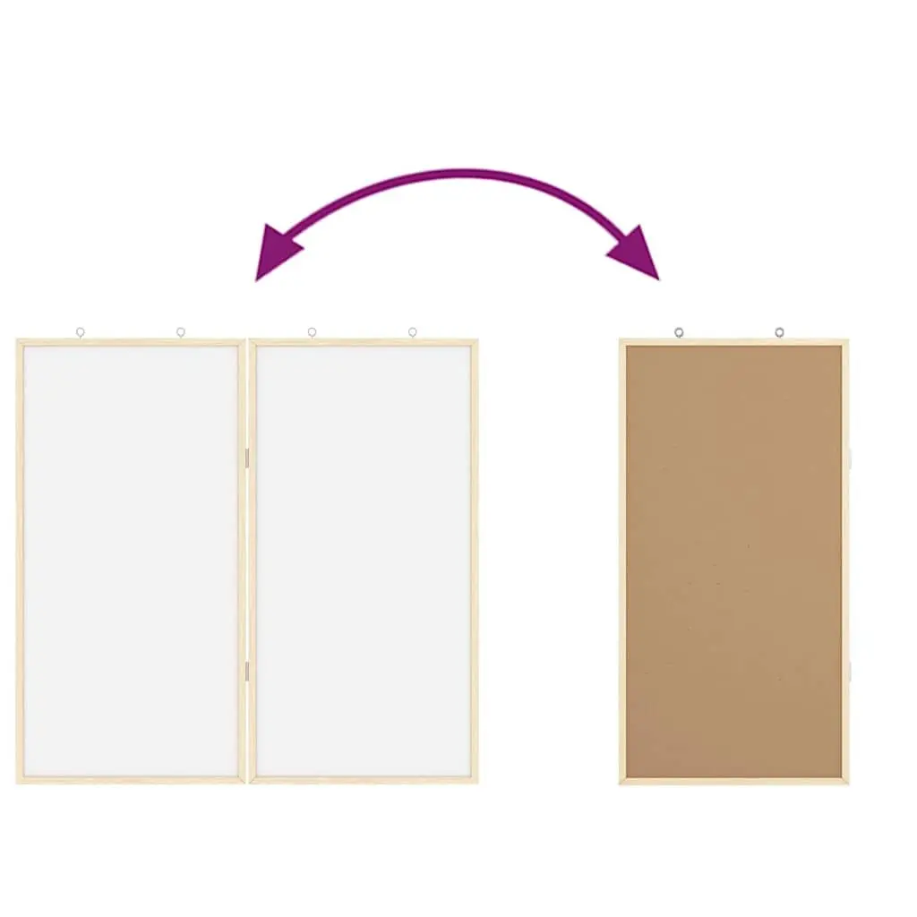 Bulletin Board White 80x80cm Foldable Solid Pine Wood Office Display Organiser