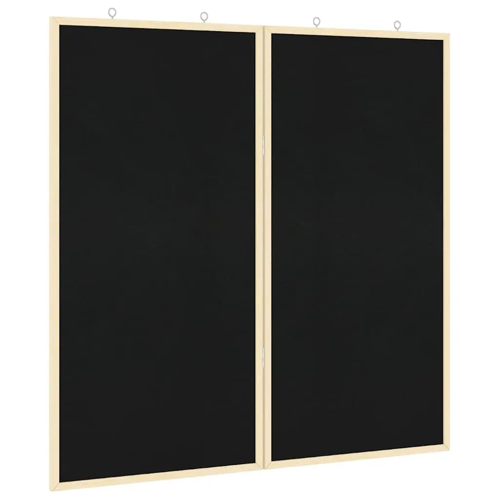 Bulletin Board Black 80x80cm Foldable Pine Wood Smooth Pinning Surface