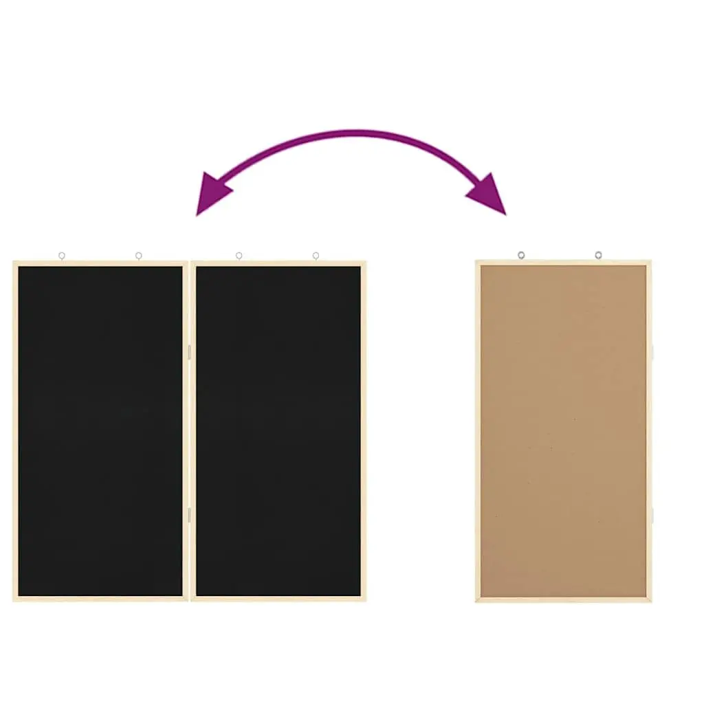 Bulletin Board Black 80x80cm Foldable Pine Wood Smooth Pinning Surface