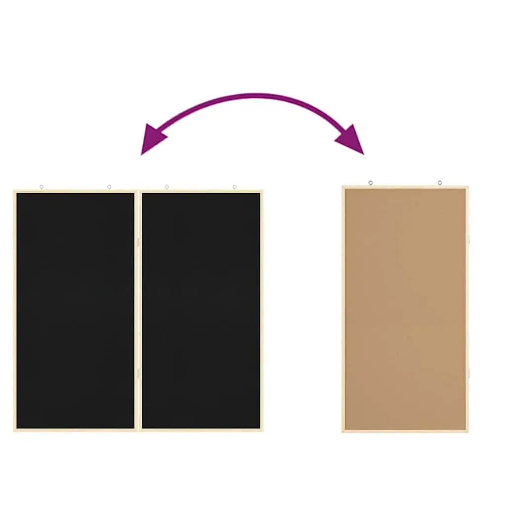 Bulletin Board Black 100x100cm Foldable Pine Wood Office Display