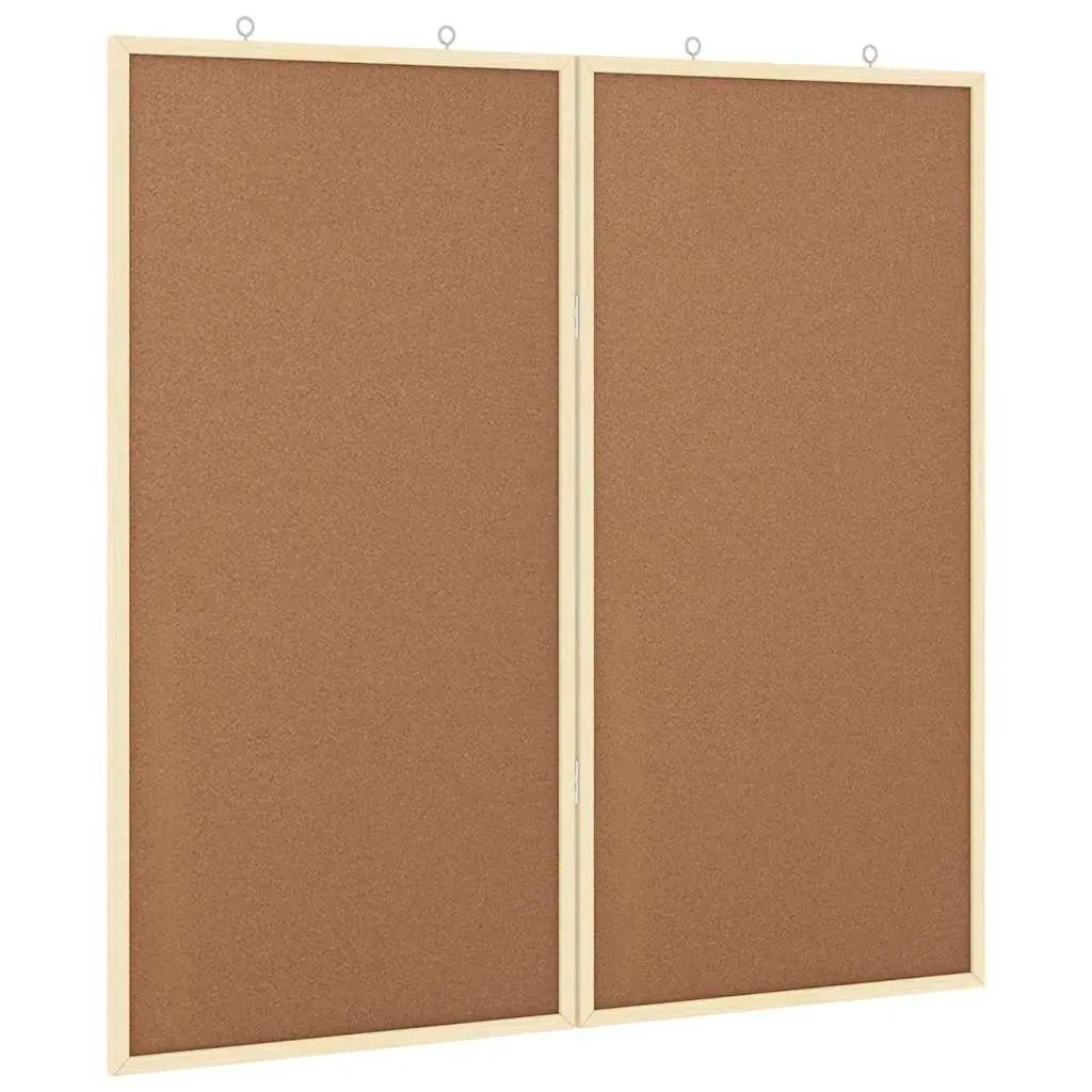 Folding Bulletin Board Brown 80x80cm Solid Pine Wood Office Display Wall Mount