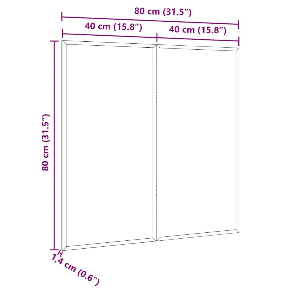 Folding Bulletin Board Brown 80x80cm Solid Pine Wood Office Display Wall Mount