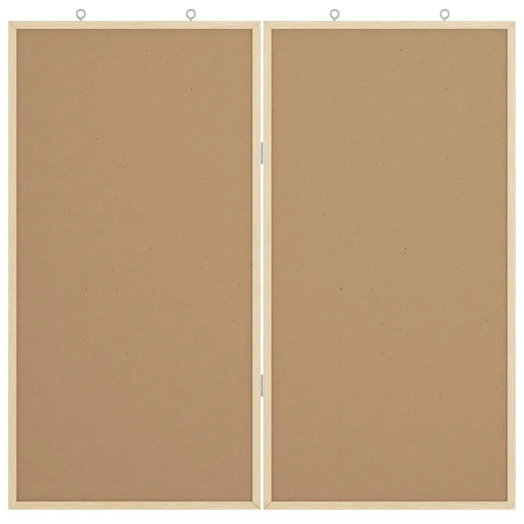 Folding Bulletin Board Brown 80x80cm Solid Pine Wood Office Display Wall Mount