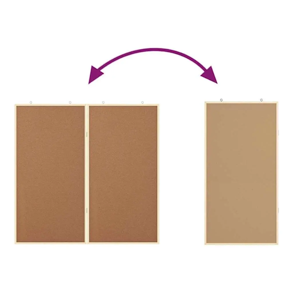 Bulletin Board Folding Square Brown 100x100cm Pine Wood Office Display