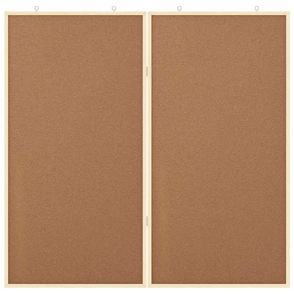 Bulletin Board Folding Square Brown 100x100cm Pine Wood Office Display