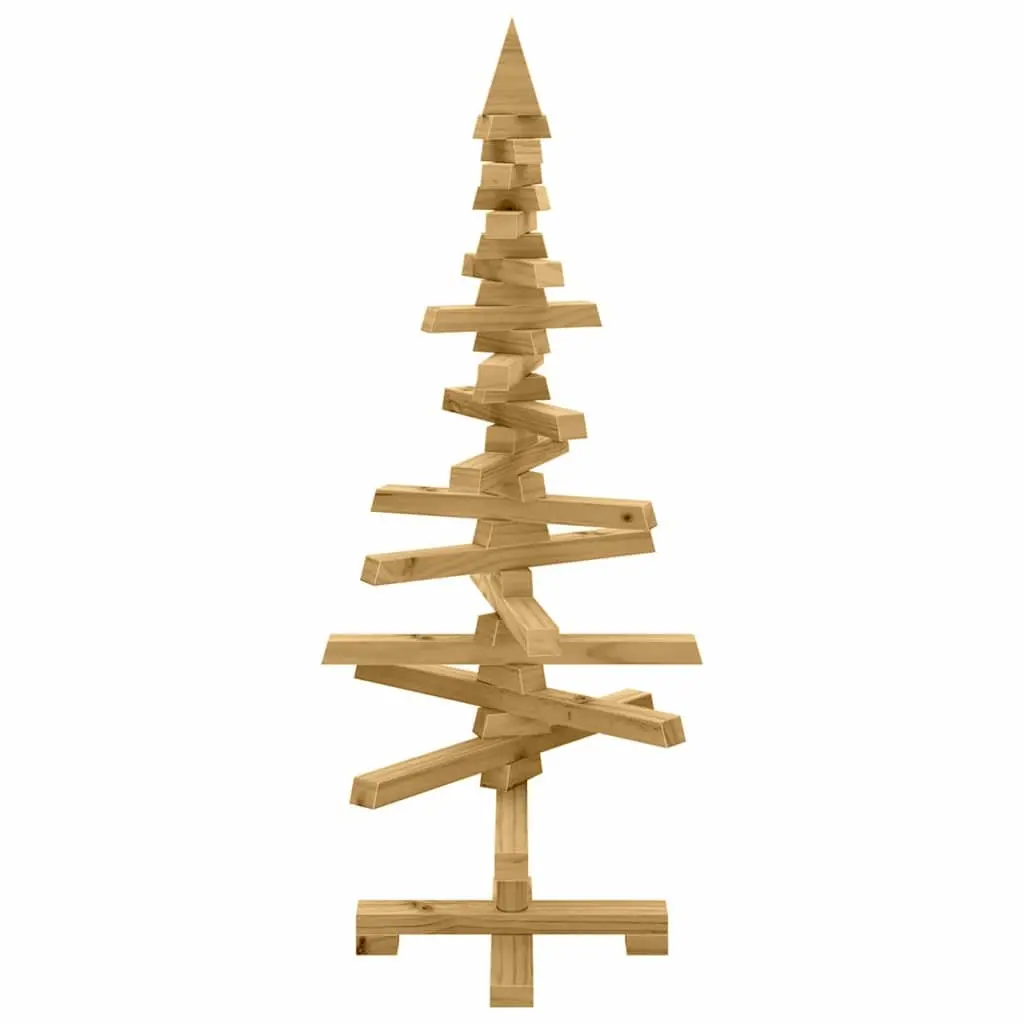 Wooden Christmas Tree Brown 90cm Adjustable Branches Solid Pine