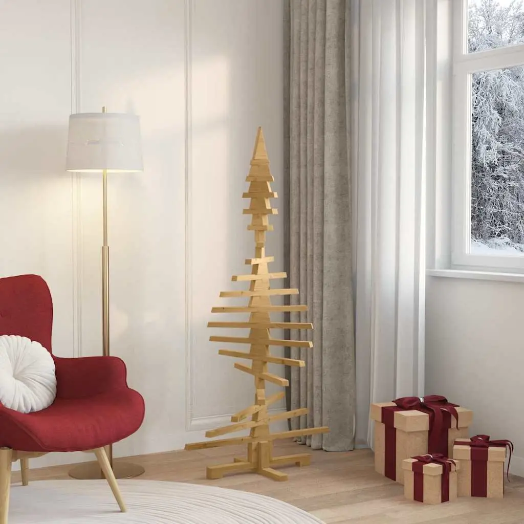 Wooden Christmas Tree Brown 150cm Adjustable Branches Natural Pine DIY Paintable