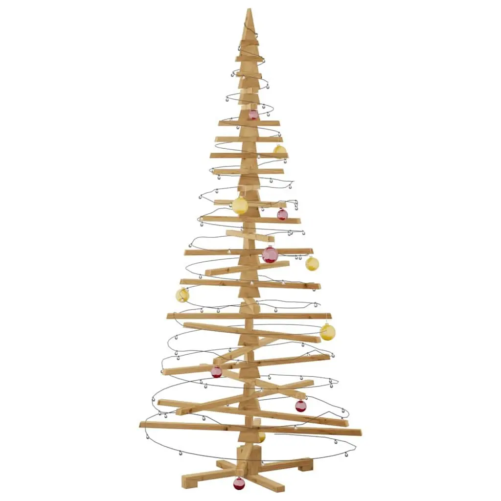 Wooden Christmas Tree Brown 210 cm Solid Pine Adjustable Branches DIY