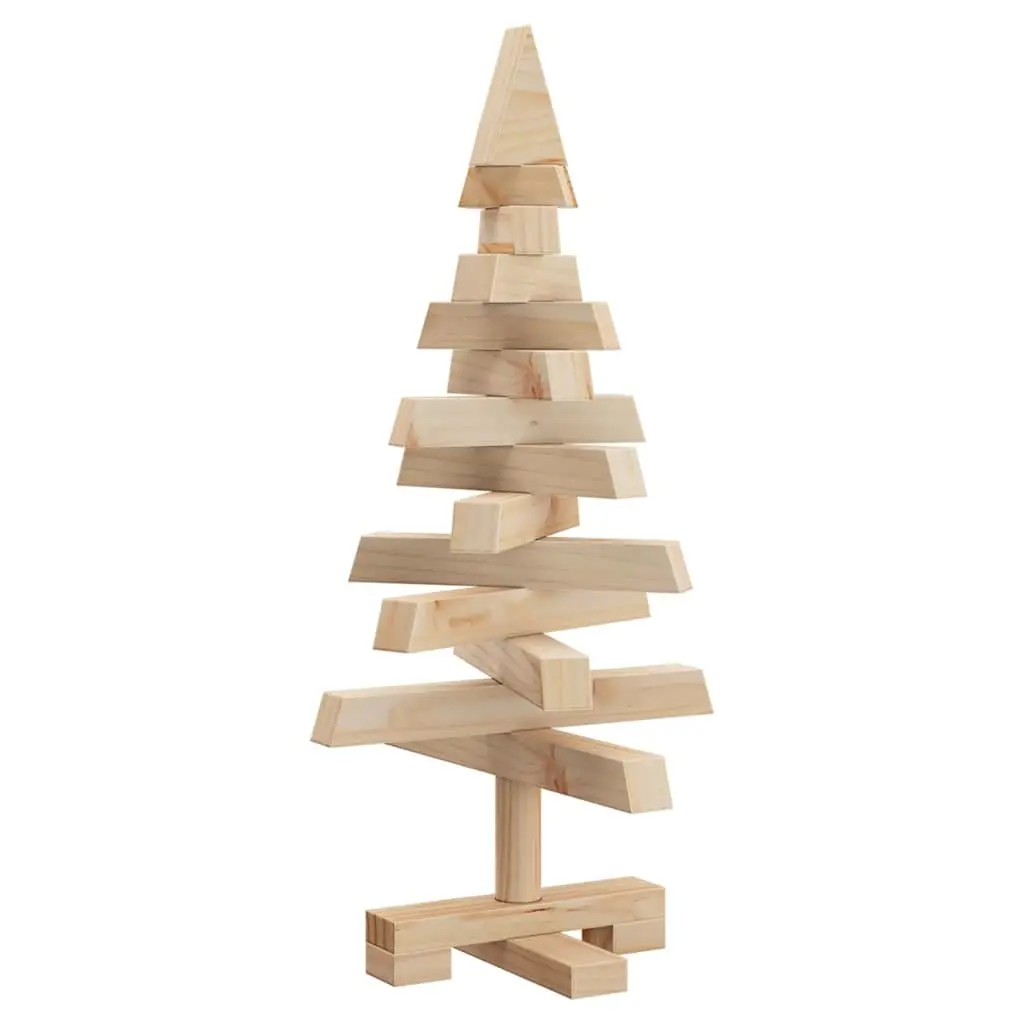Wooden Christmas Tree Brown 60cm Solid Pine with Adjustable Branches
