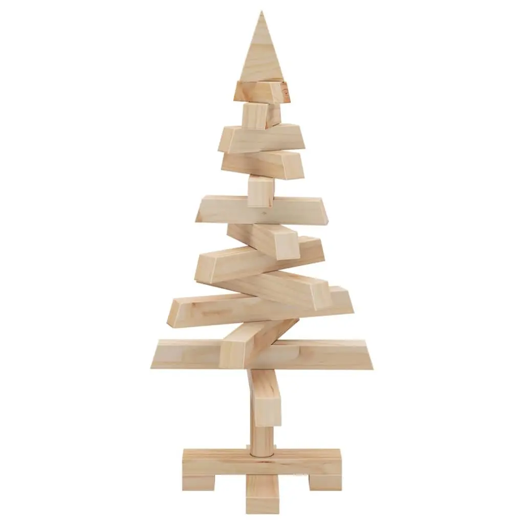 Wooden Christmas Tree Brown 60cm Solid Pine with Adjustable Branches