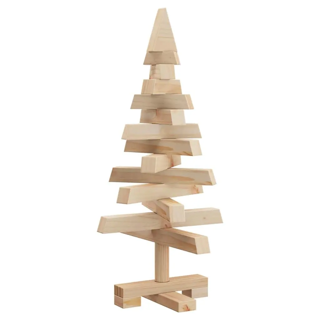 Wooden Christmas Tree Brown 60cm Solid Pine with Adjustable Branches