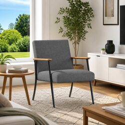 Concise Design: Grey Armchair with Steel and Fabric