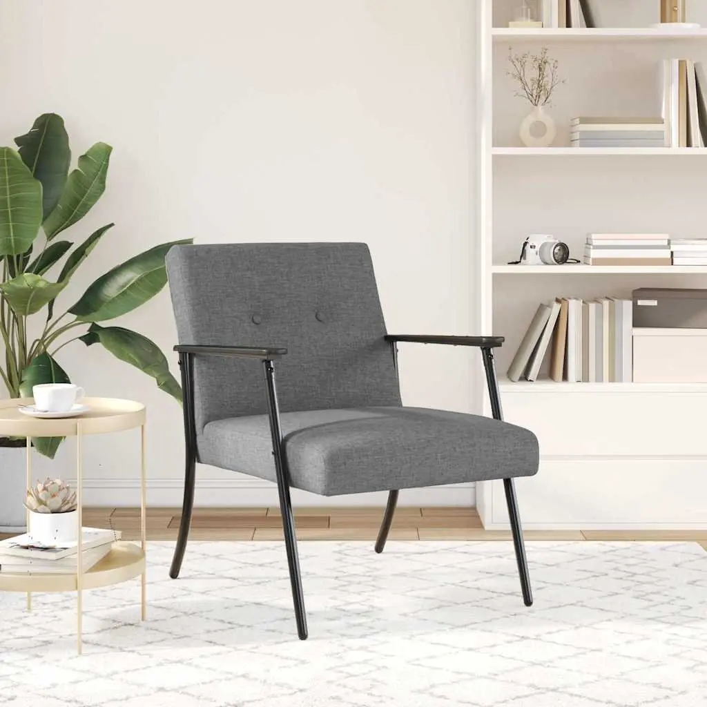 Armchair Dark Grey Fabric Ergonomic Foam Cushion Indoor