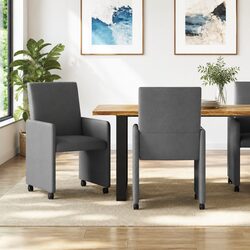 Dining Chairs with Wheels 2 pcs Grey Kitchen Dining Room Furniture Modern Design