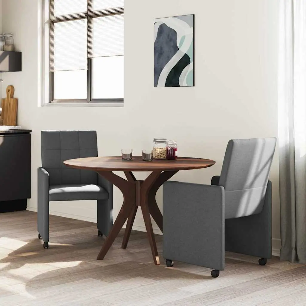 Dining Chairs Grey 2 Pieces with Wheels Armrest