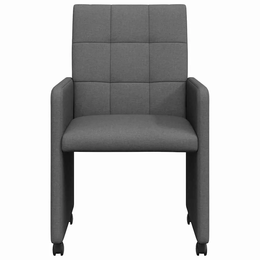 Dining Chairs Grey 2 Pieces with Wheels Armrest