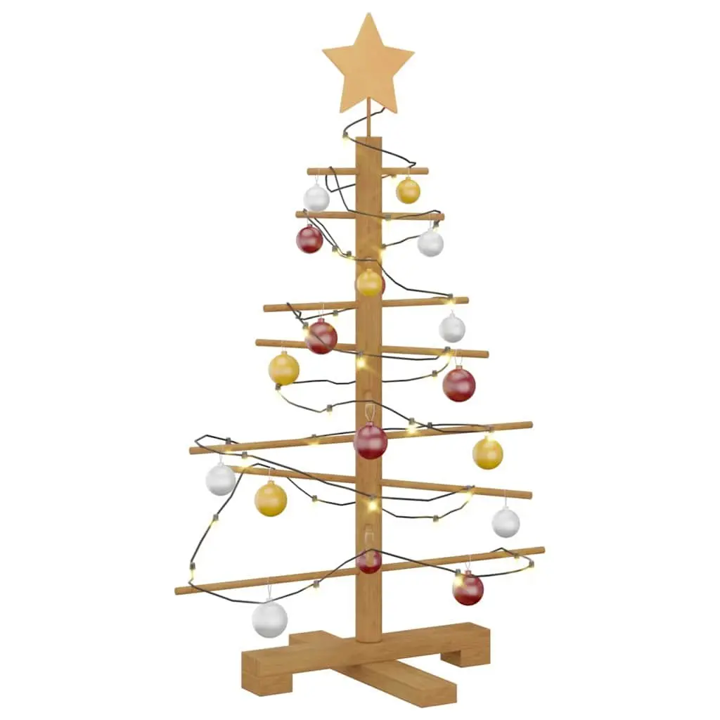 Wooden Christmas Tree with Stand Brown 75cm Rustic Holiday Seasonal Home Decor