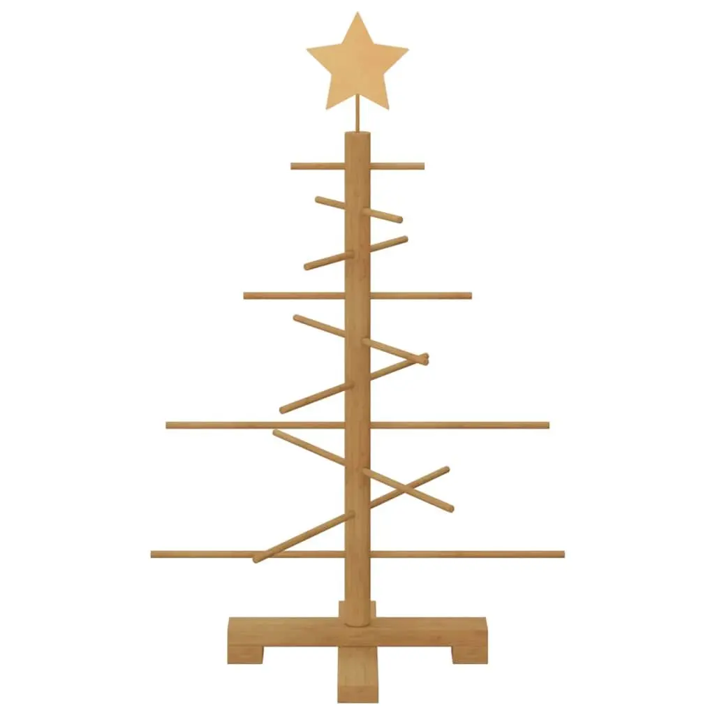 Wooden Christmas Tree with Stand Brown 75cm Rustic Holiday Seasonal Home Decor