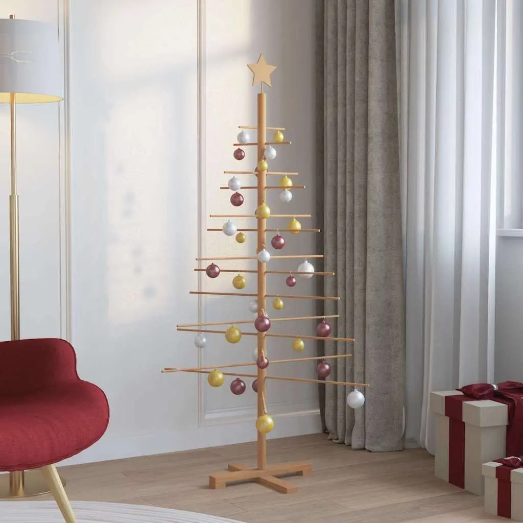 Wooden Christmas Tree Brown 150cm Rustic Seasonal Decoration