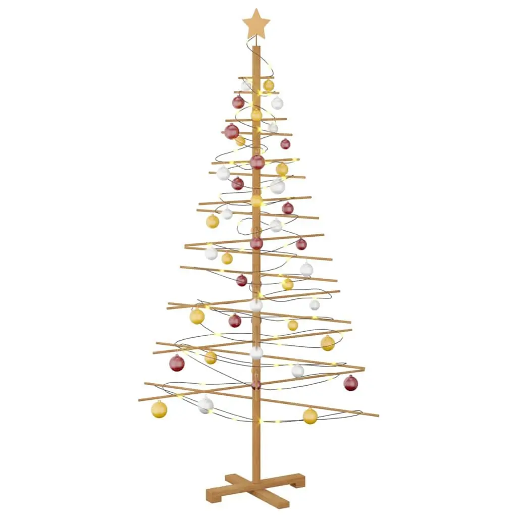 Wooden Christmas Tree with Stand 180cm Brown Bamboo Holiday Seasonal Decor