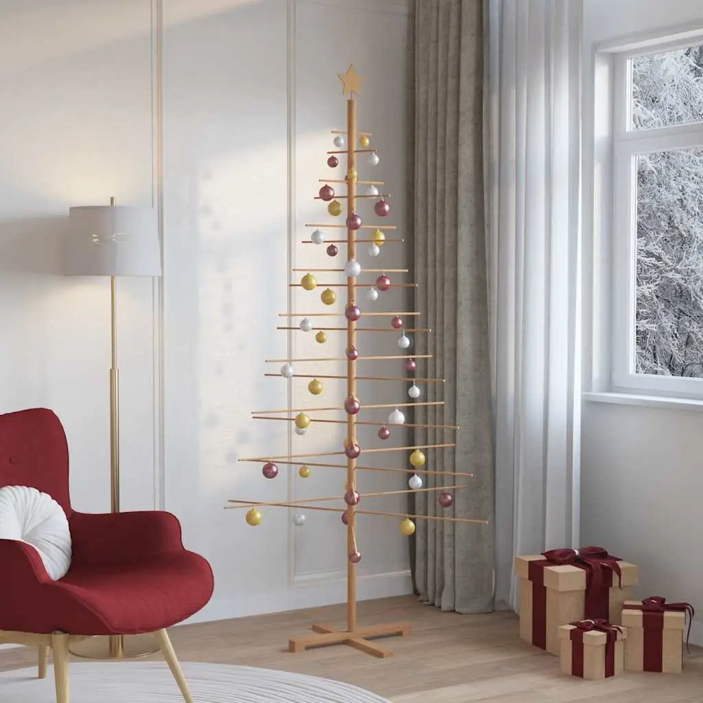 Wooden Christmas Tree 210cm Brown Bamboo Seasonal Holiday Home Decor Festive
